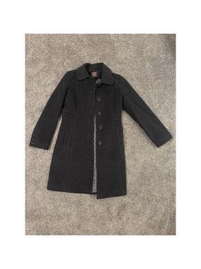 Anne Klein Gray Black Wool Blend Pea Coat Petite 8